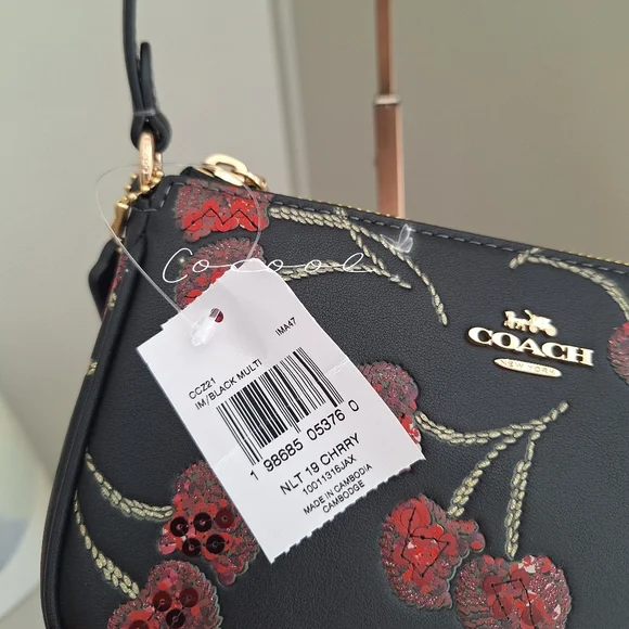 NWT Coach Nolita 19 In Signature Canvas With Cherry Print  Plus Extended Chain - Picture 7 of 12